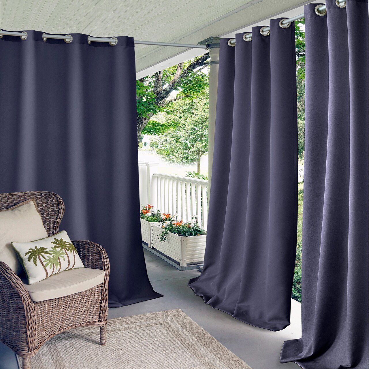 Threadmade Home Connor Solid Indoor/Outdoor Window Curtain, Blue - 52"W x 84"L